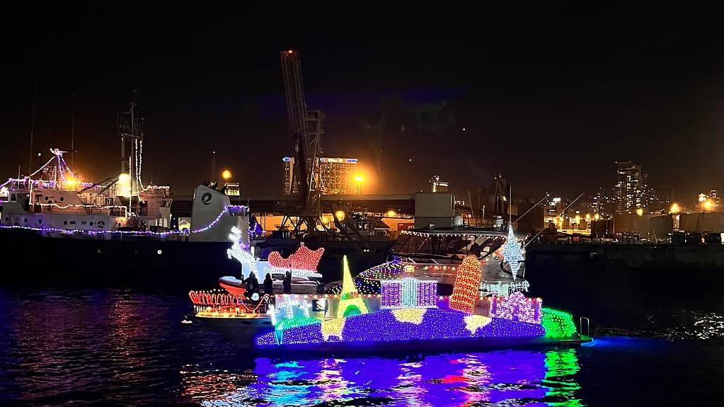 Spending the holidays in San Diego with family - bay parade of lights boats
