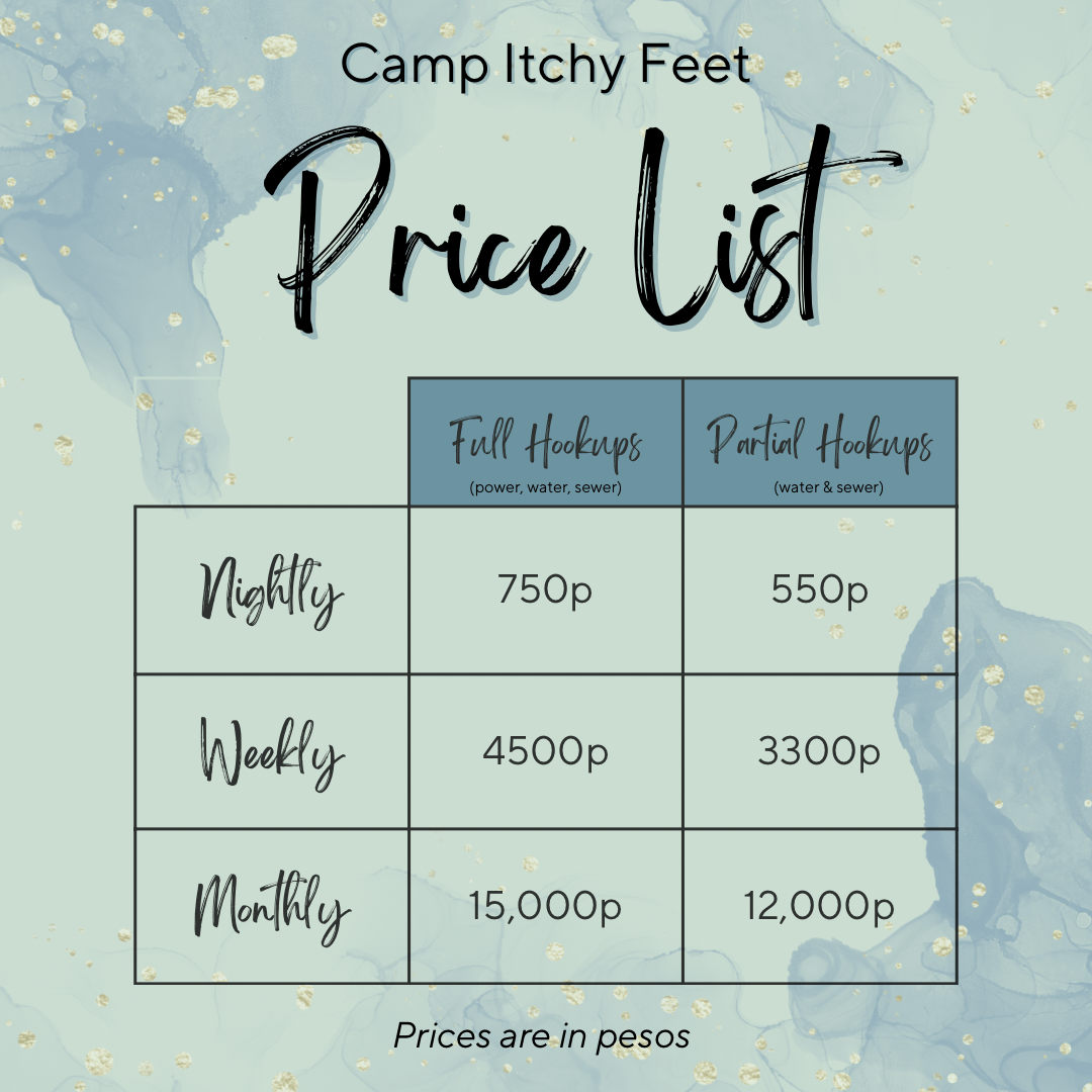 camp itchy feet rv campground baja sur cerritos price list