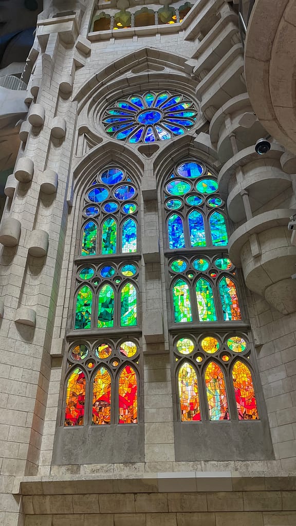 inside sagrada familia stained glass