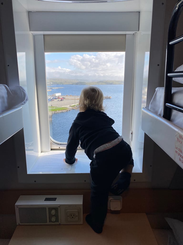 travelling after kids - toddler on ferry from newfoundland