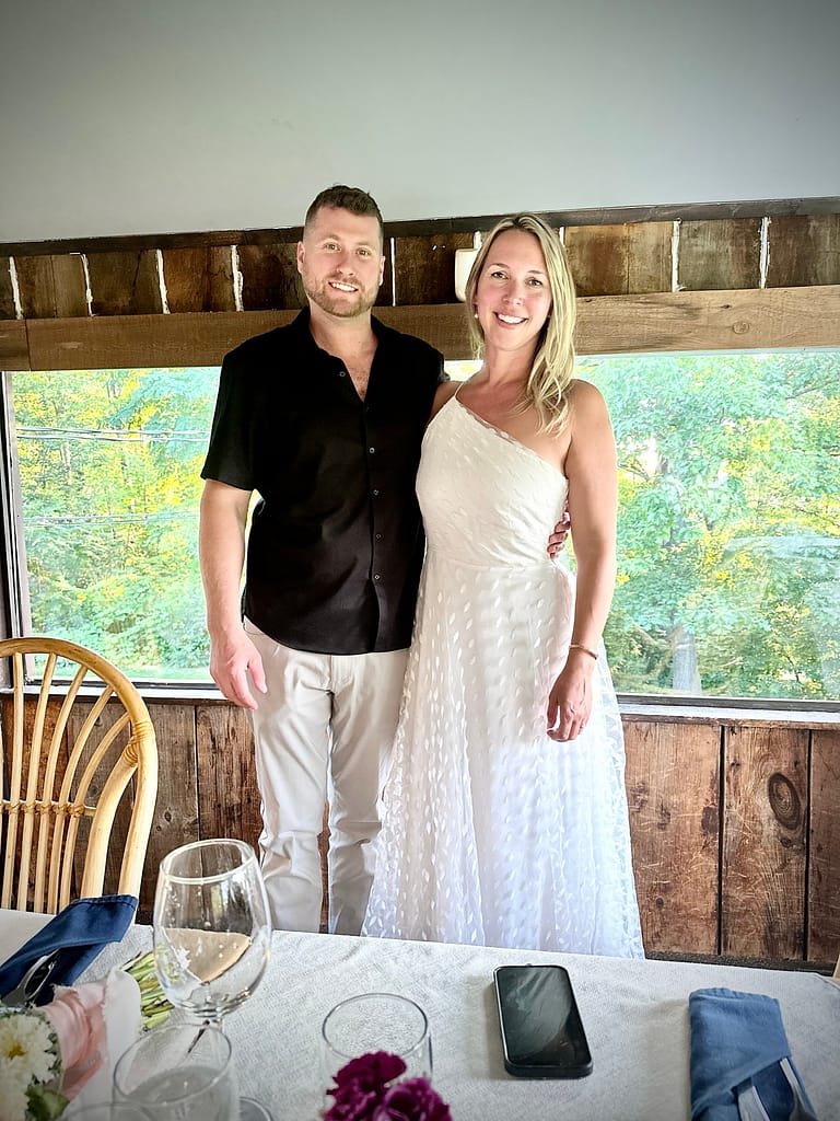 blog post our wedding story reception dinner big reveal surprise husband and wife